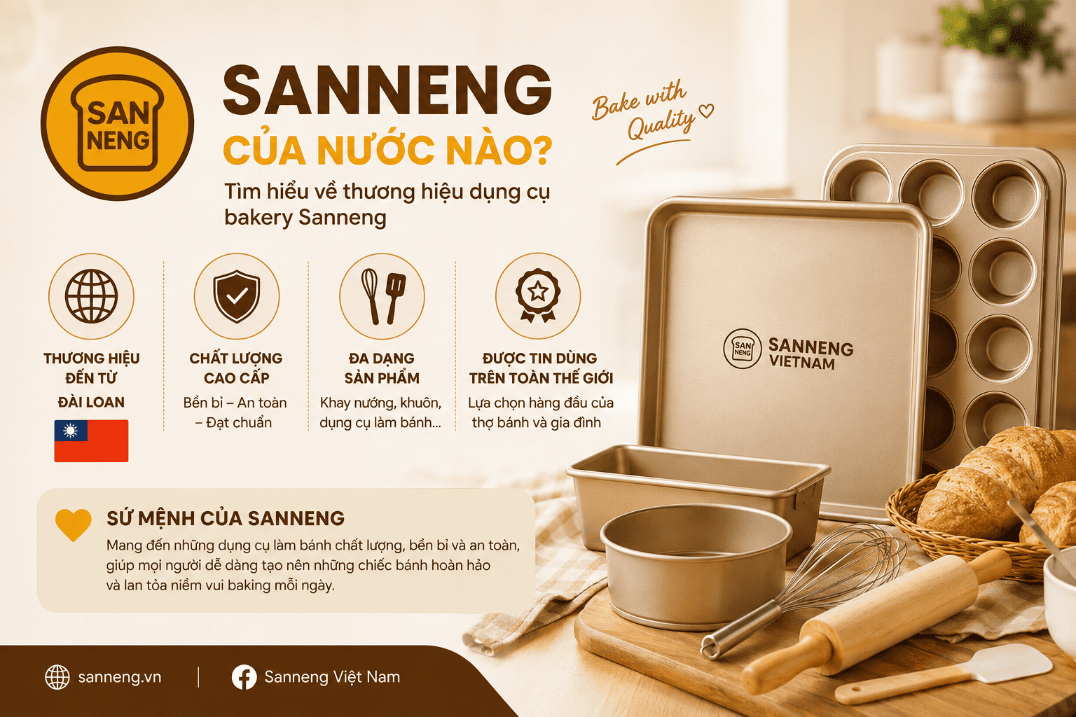 Sanneng của nước nào? Tìm hiểu về thương hiệu dụng cụ bakery Sanneng