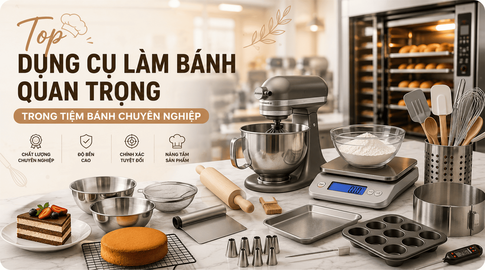 Top dụng cụ làm bánh quan trọng trong tiệm bánh chuyên nghiệp