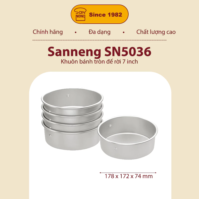 Sanneng SN5036 - Khuôn bánh tròn đế rời 7 inch