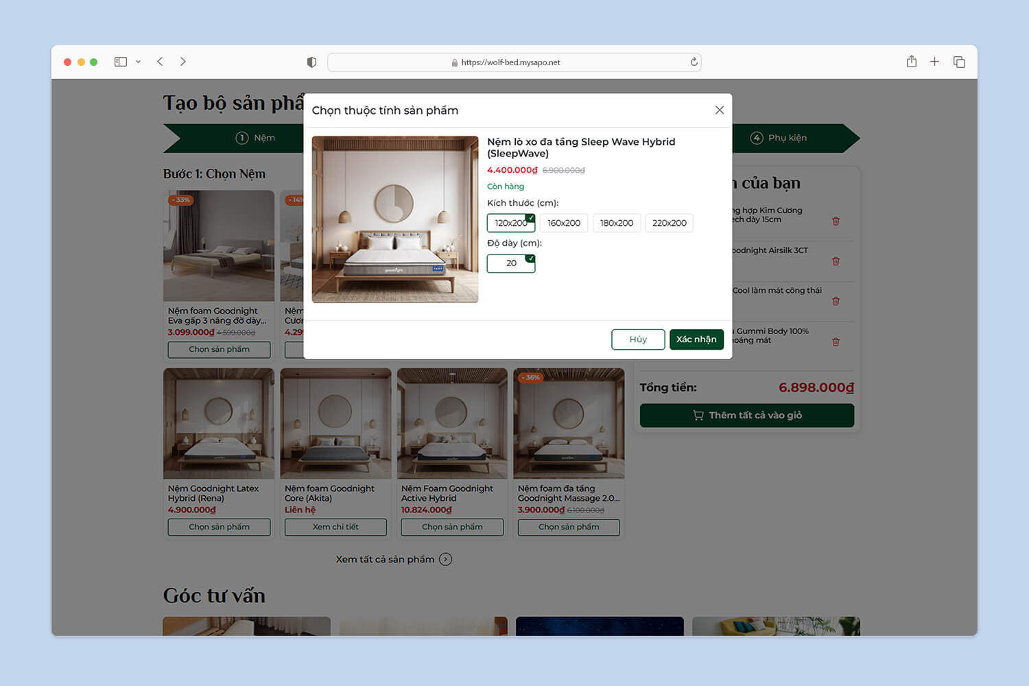 Tính năng tạo combo sản phẩm
