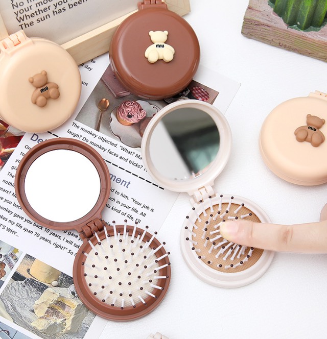 Lược Gương Gấu 2in1 Nhỏ Gọn Tiện Lợi (1)