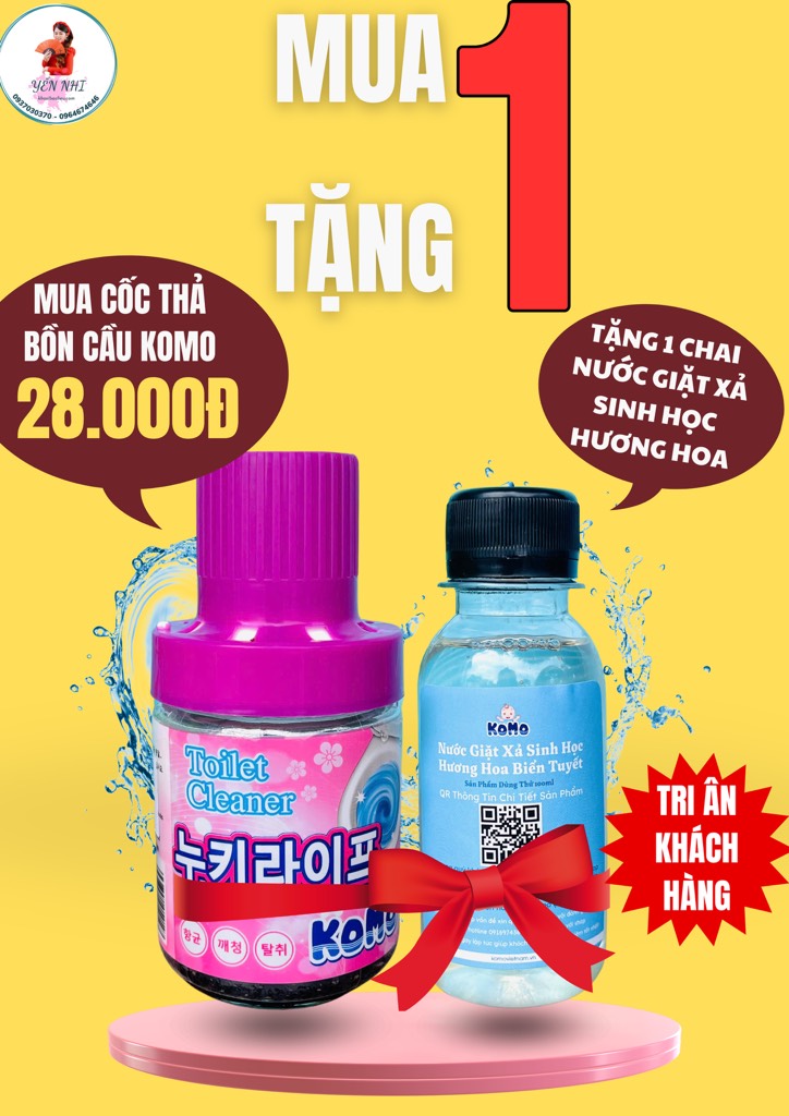 KM CỐC THẢ BỒN CẦU KOMO CHÍNH HÃNG (2) (thùng 24c) '