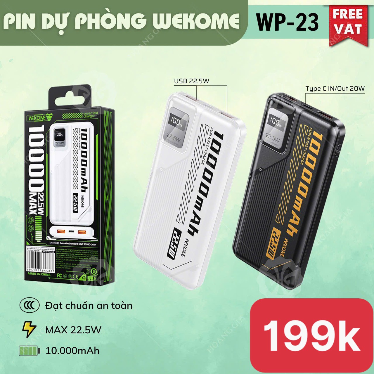 PIN SẠC DỰ PHÒNG WP-23 CHÍNH HÃNG WEKOME  10.000mah MAX 22.5W (14)