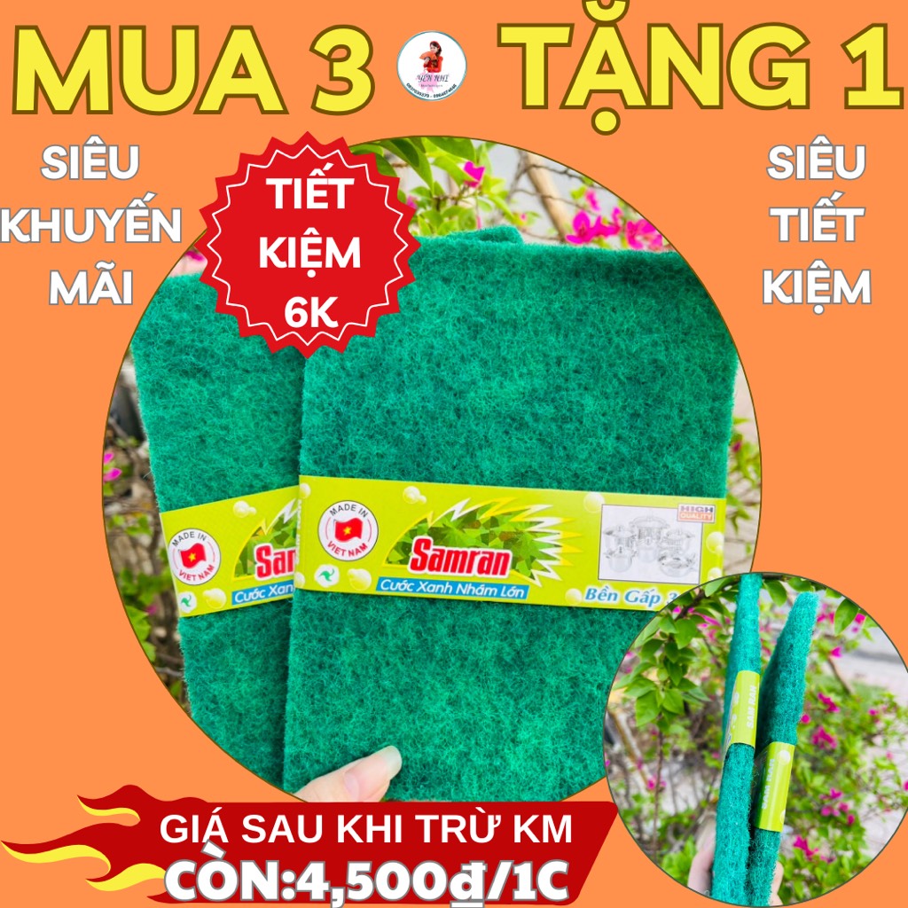 KM CƯỚC RỬA CHÉN XANH NHÁM SAMRAN LỚN (MUA 3 TẶNG 1) (1)