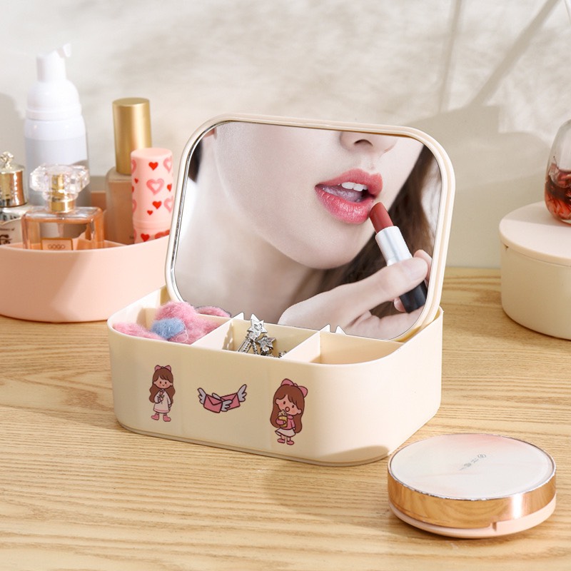 Hộp Đựng Vật Dụng Trang Điểm Kèm Gương (3)