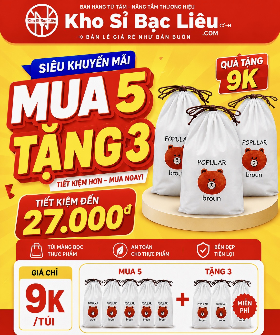 KM Set 100 Màng Bọc Thực Phẩm Gấu (1)