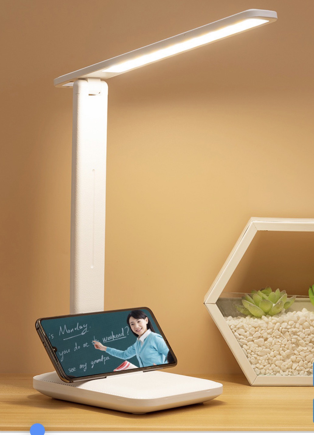Đèn led để bàn học sạc usb đế kệ điện thoại (7)