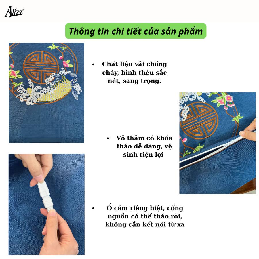 Thảm Ngải Cứu đông Y Nội địa Trung ALIZZ AL14382 Chính Hãng (ko kèm gối)  (12)