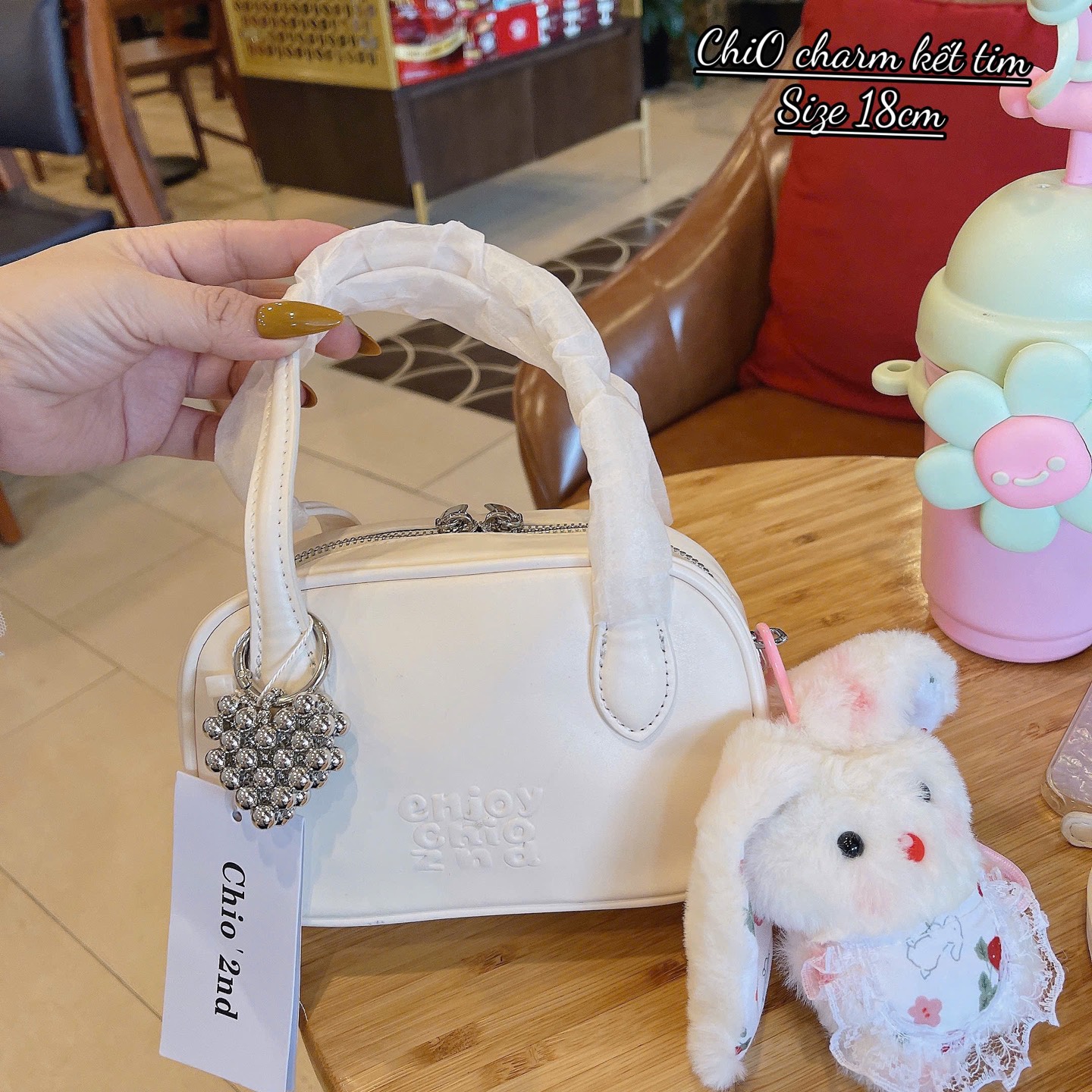 TÚI CHIO KÈM CHARM TIM QC CAO CẤP 19CM (15)