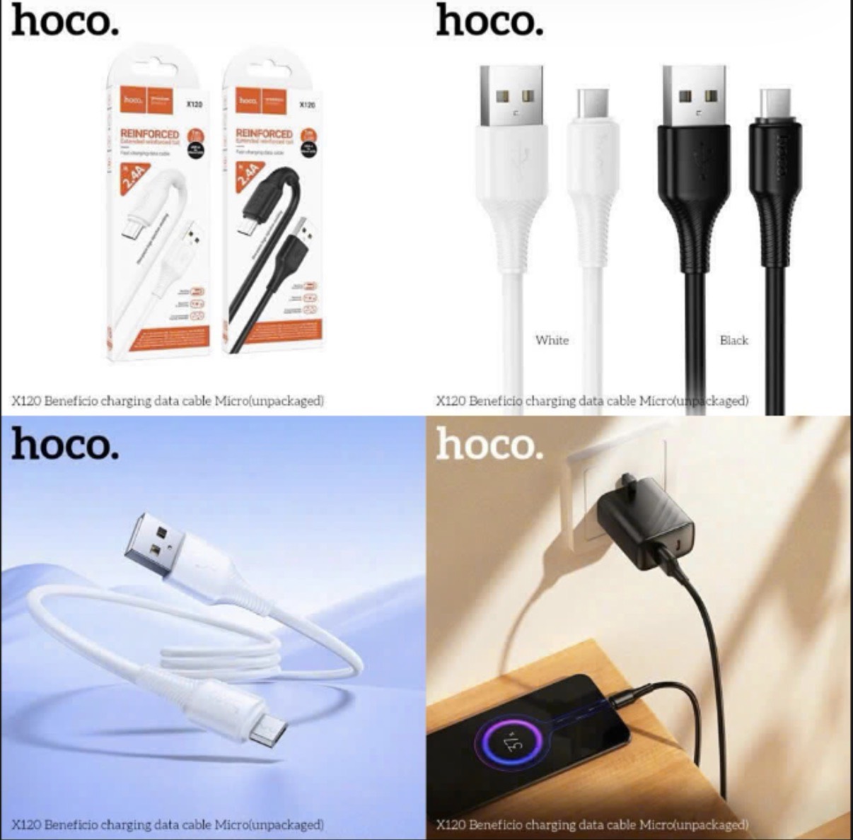 Cáp sạc nhanh 2.4A HOCO X120 Micro cáp usb ra Micro dây nhựa dài 1m chính hãng (1)