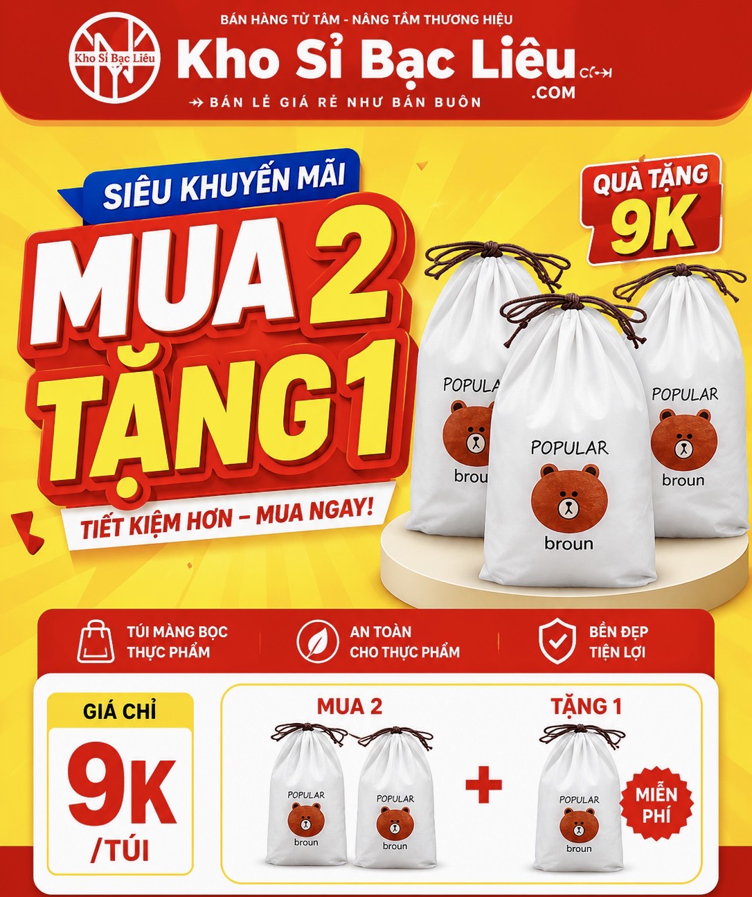 KM Set 100 Màng Bọc Thực Phẩm Gấu (1) (bao 200c 5,8)