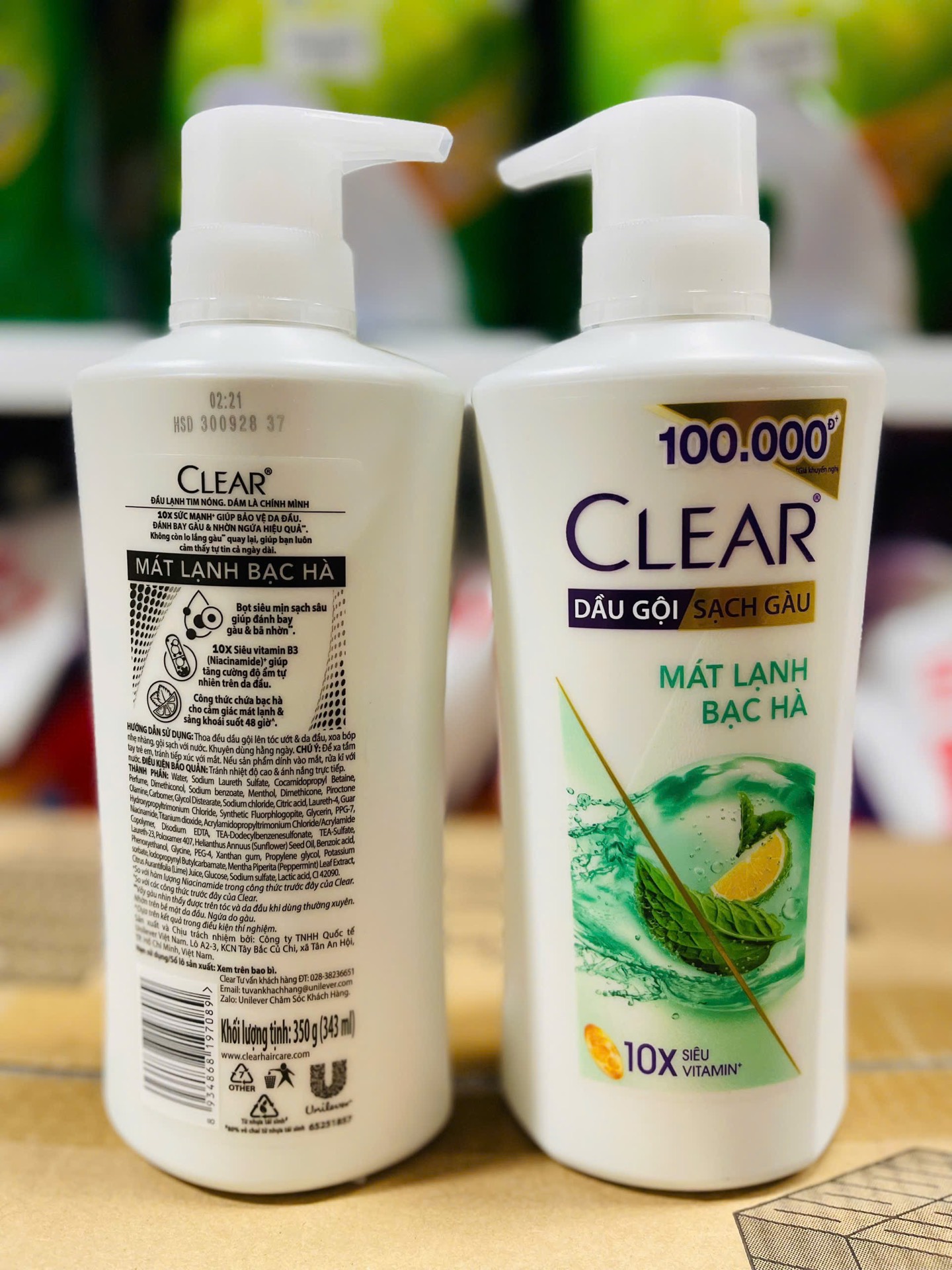 CHAI DẦU GỘI CLEAR 350g BẠC HÀ 10X MÁT LẠNH (5)