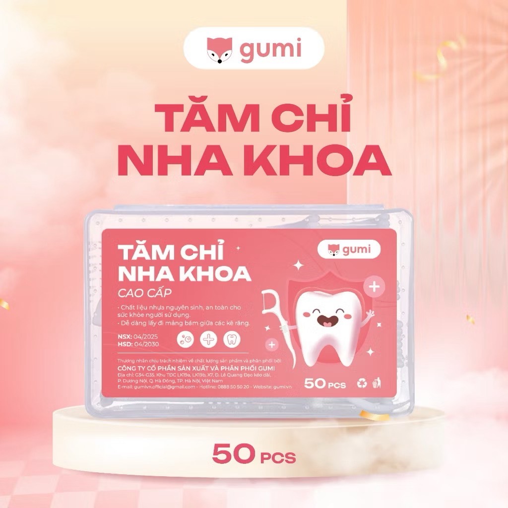 KM Hộp 50 Tăm Chỉ Nha Khoa GUMI ( MUA 3 TẶNG 1)
