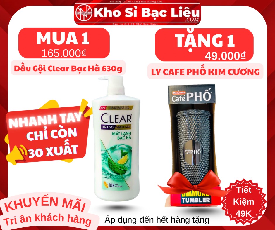 "KM CHAI DẦU GỘI CLEAR BẠC HÀ 630g CHÍNH HÃNG ( Ko áp dụng cho giảm 10%) (4) ‘