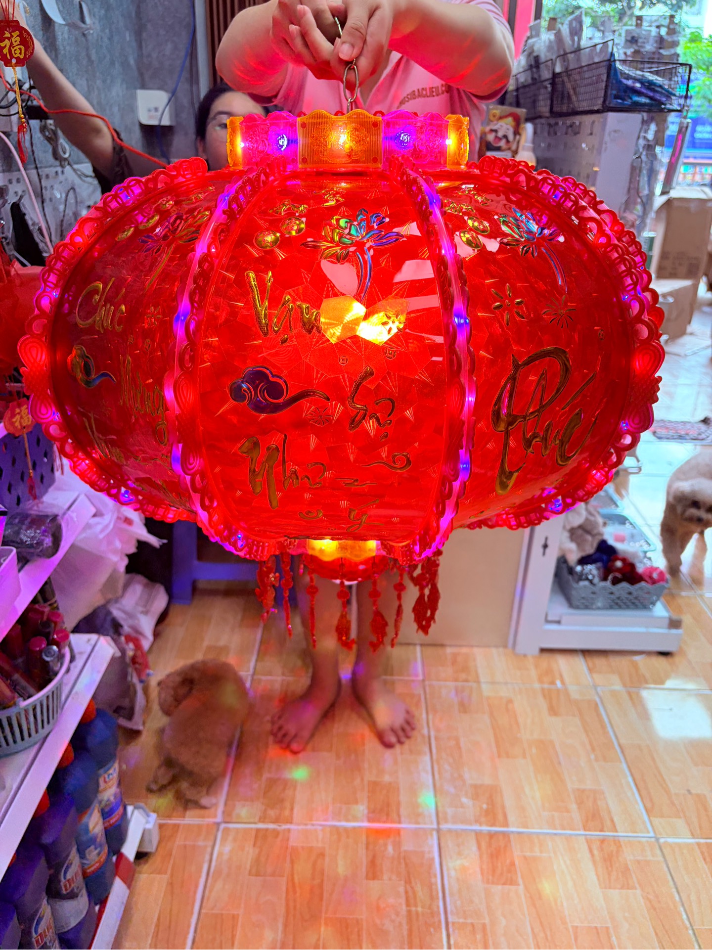 ĐÈN LỒNG ĐIỆN XOAY SIZE 50# ( ĐK 40cm) LOẠI 1 - TẾT