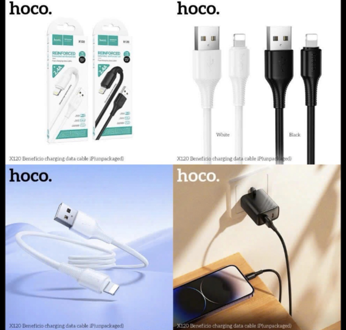 Cáp sạc nhanh 2.4A HOCO X120 Iphone cáp usb ra Iphone dây nhựa dài 1m chính hãng (2)