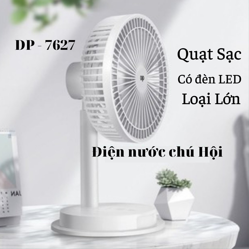 Quạt Tích Điện DP 7627 Xịn Có Led Mẫu 38cm (14) '