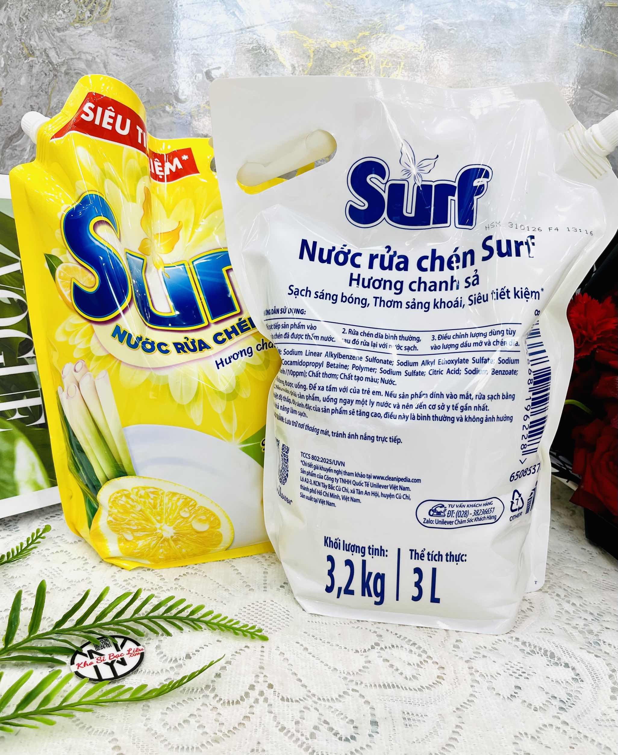 TÚI NƯỚC RỬA CHÉN SURF 3.2kg HƯƠNG CHANH SẢ CHÍNH HÃNG ( Ko áp dụng cho giảm 10%) (4) '