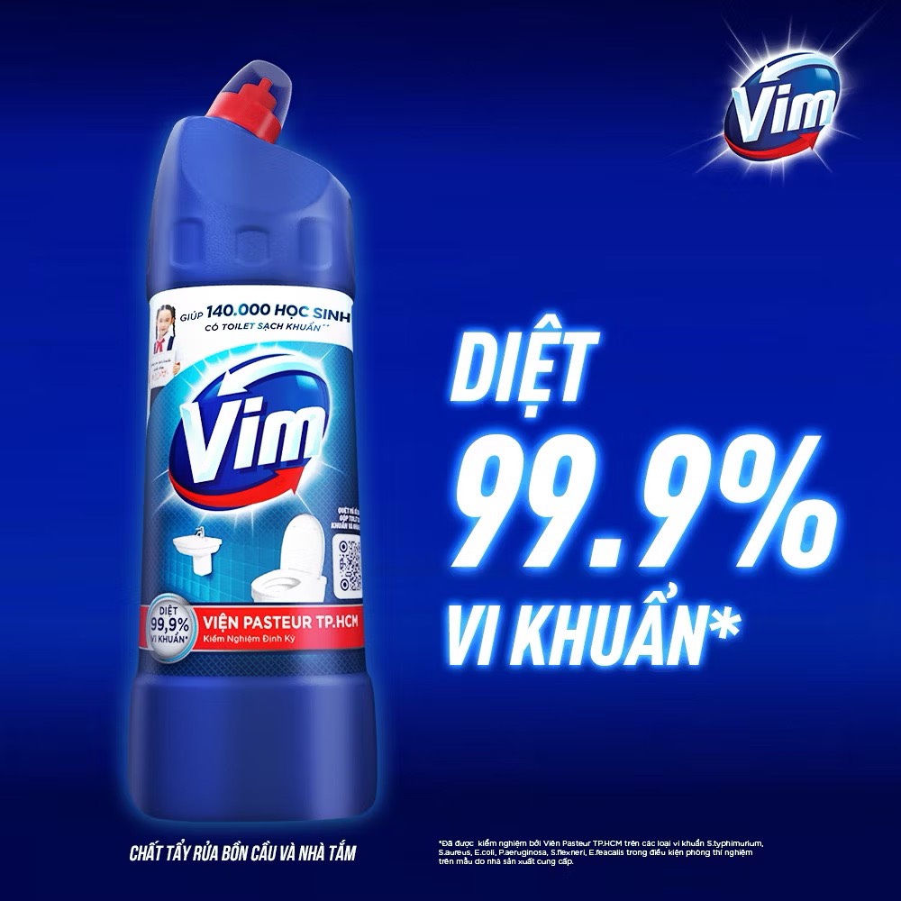 CHAI TẨY RỬA BỒN CẦU NHÀ TẮM VIM 880ml XANH BIỂN (Ko áp dụng giảm 10%)