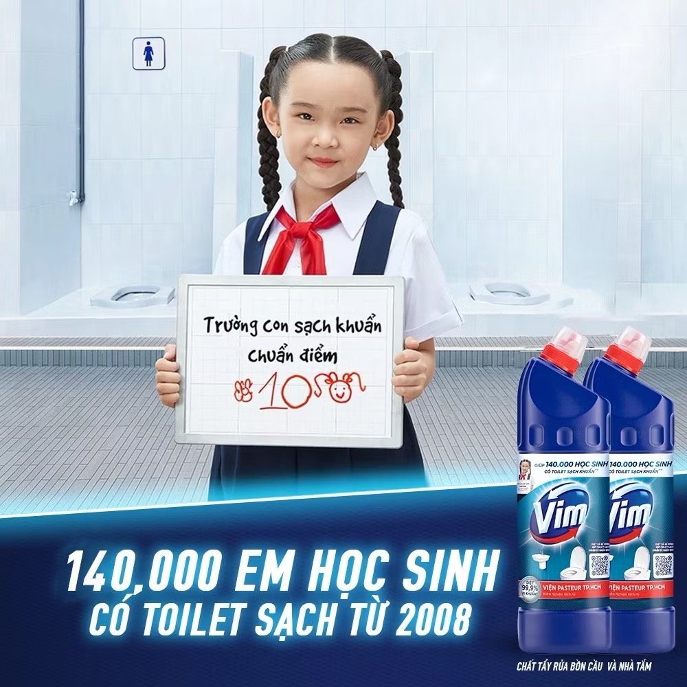 CHAI TẨY RỬA BỒN CẦU NHÀ TẮM VIM 880ml XANH BIỂN (Ko áp dụng giảm 10%)