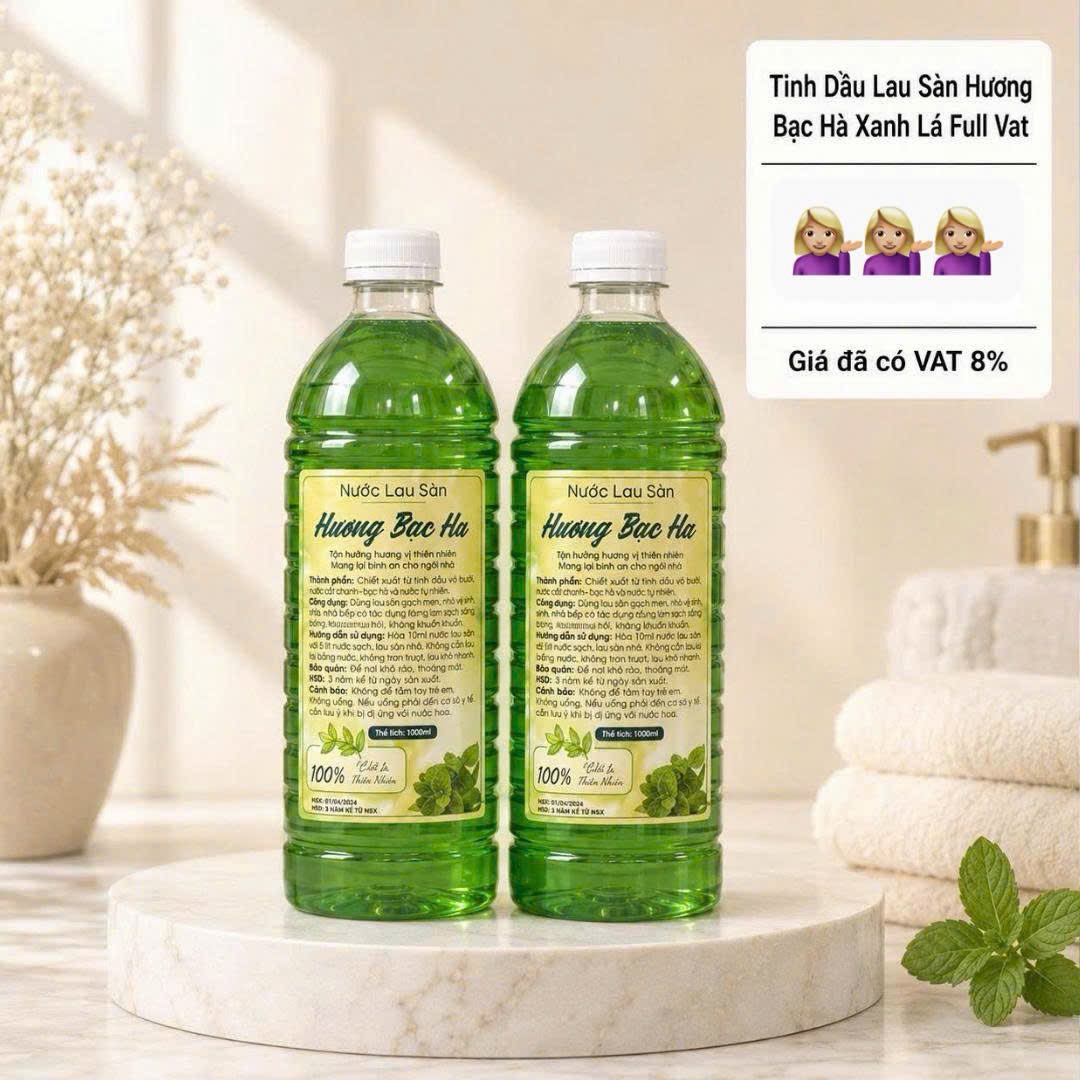 TINH DẦU LAU SÀN CHANH SẢ, BẠC HÀ, SẢ QUẾ, NƯỚC LAU SÀN 1LÍT FULL VAT (1)