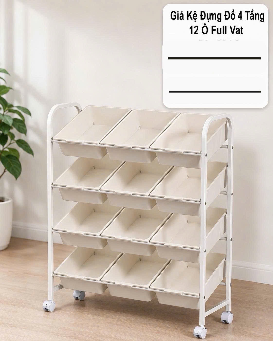 KỆ ĐỰNG ĐỒ CÓ BÁNH XE, 12 Ô KỆ LỚN ĐẸP FULL VAT (10)