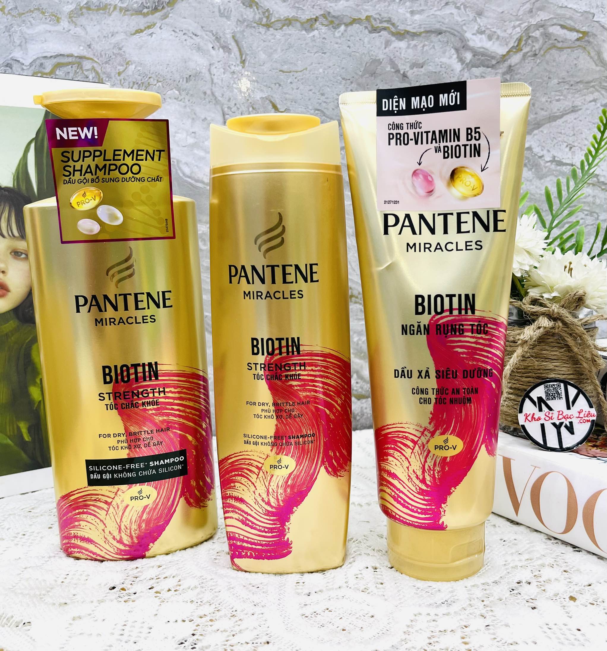 CHAI DẦU GỘI PANTENE BIOTIN 500ml TÓC CHẮC KHOẺ (HỒNG)