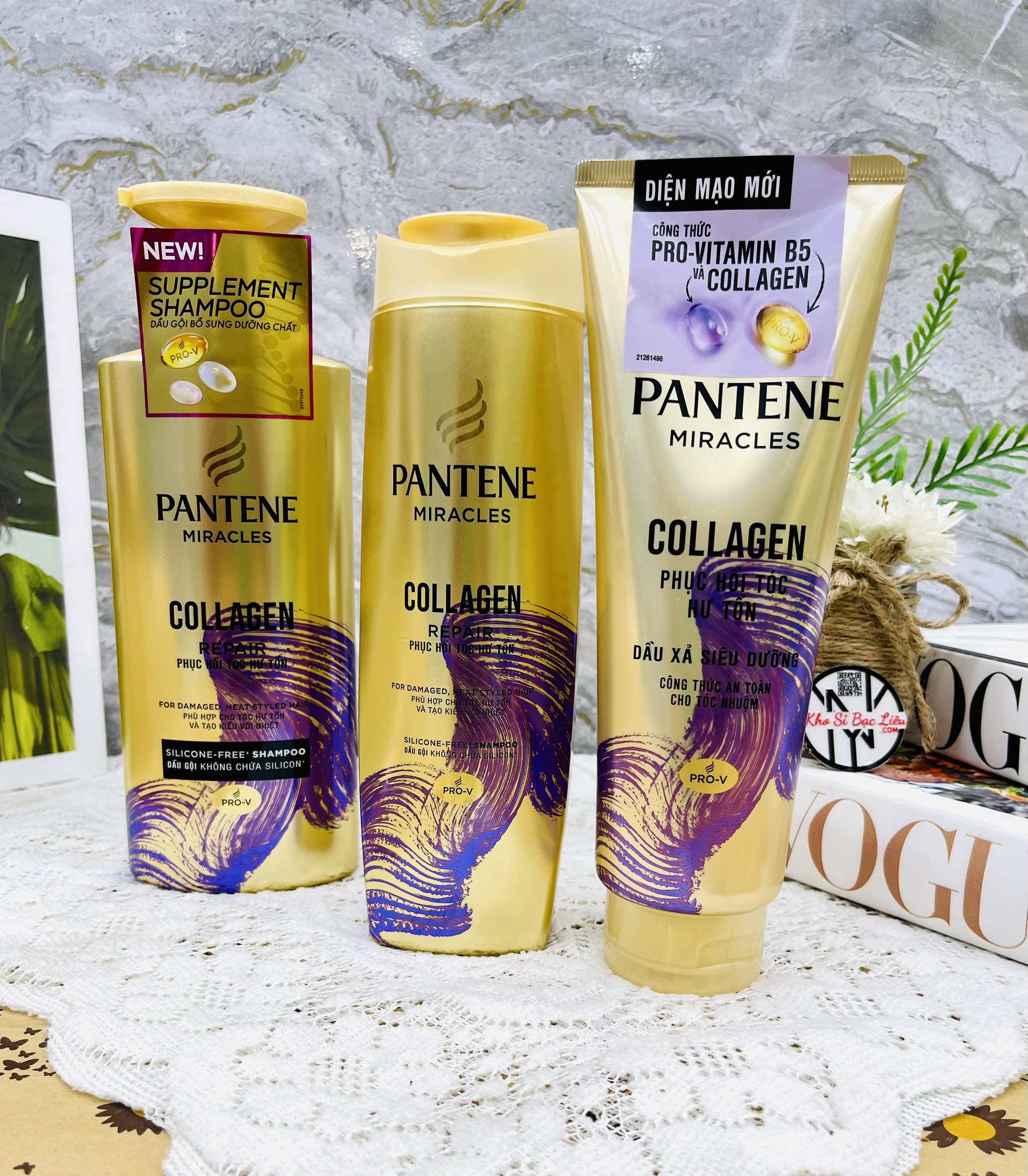CHAI DẦU GỘI PANTENE COLLAGEN 500ml PHỤC HỒI HƯ TỔN (TÍM)