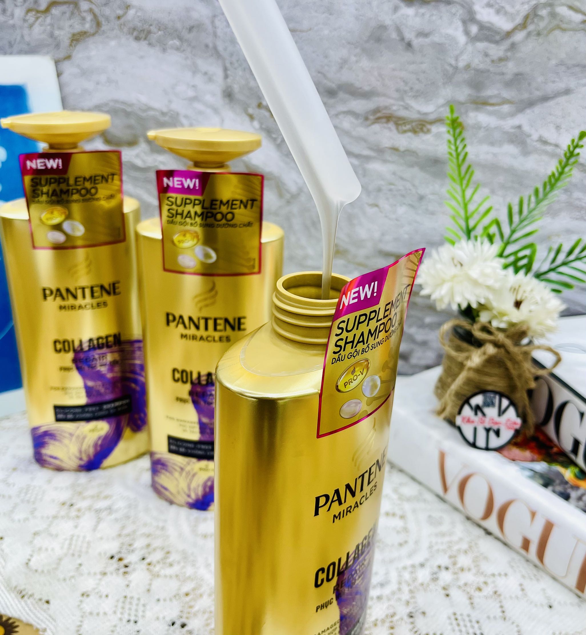 CHAI DẦU GỘI PANTENE COLLAGEN 500ml PHỤC HỒI HƯ TỔN (TÍM)
