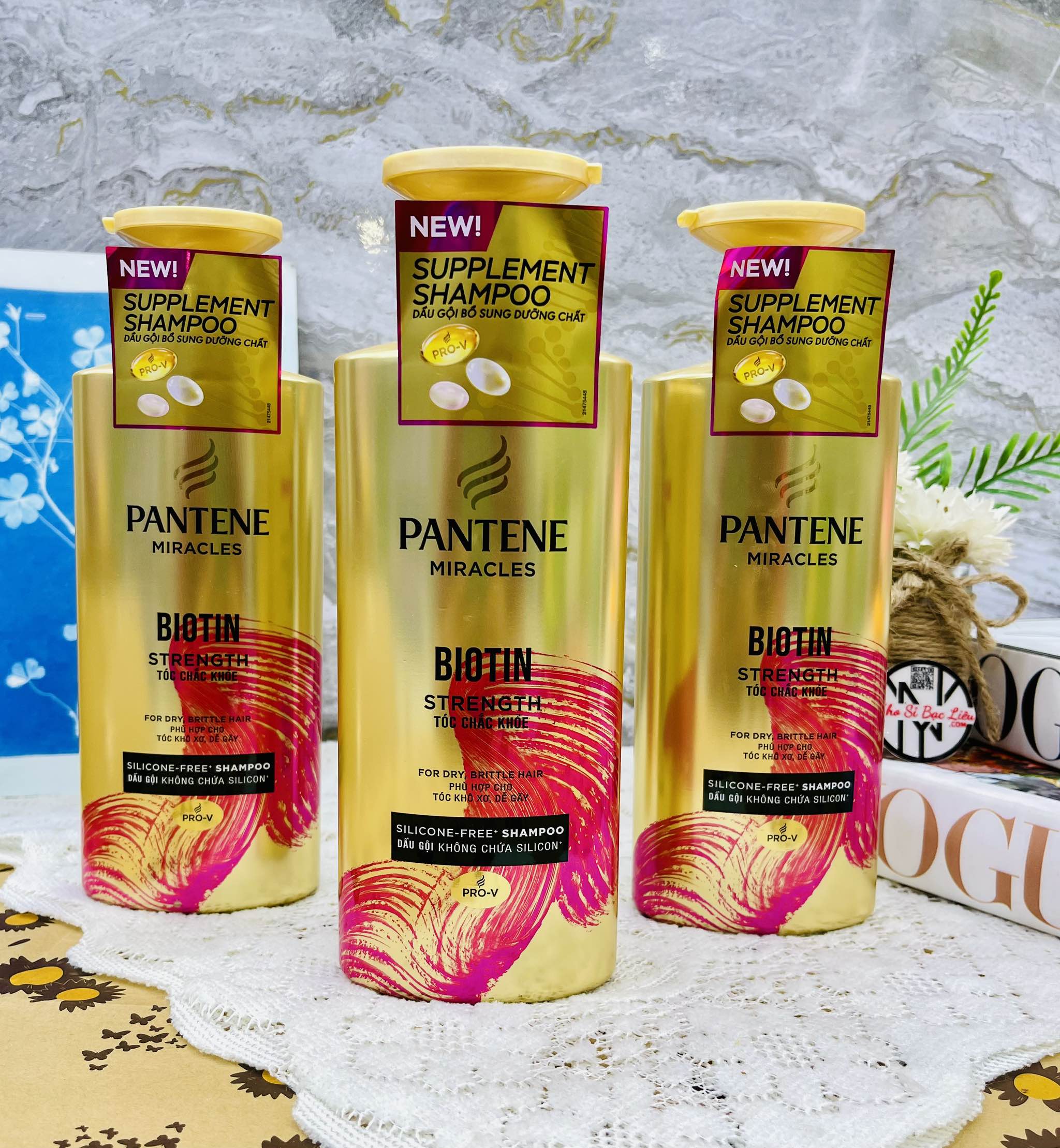 CHAI DẦU GỘI PANTENE BIOTIN 500ml TÓC CHẮC KHOẺ (HỒNG)
