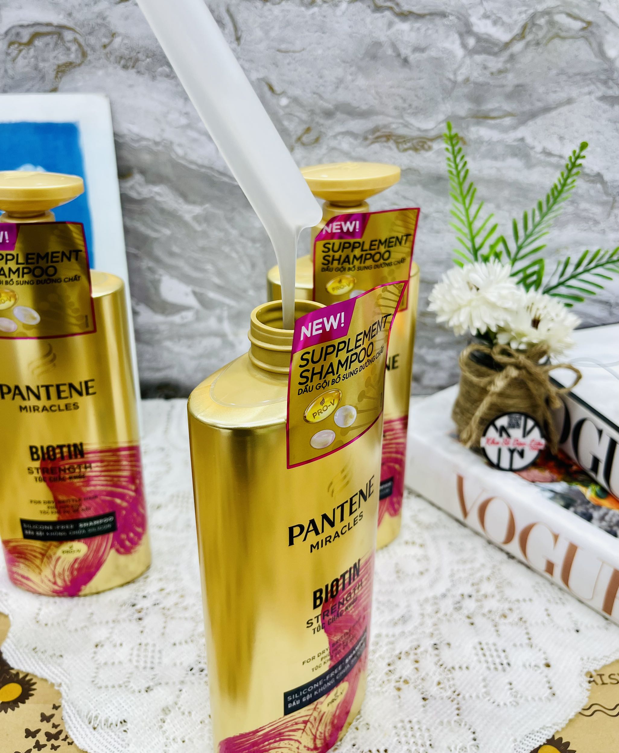 CHAI DẦU GỘI PANTENE BIOTIN 500ml TÓC CHẮC KHOẺ (HỒNG)