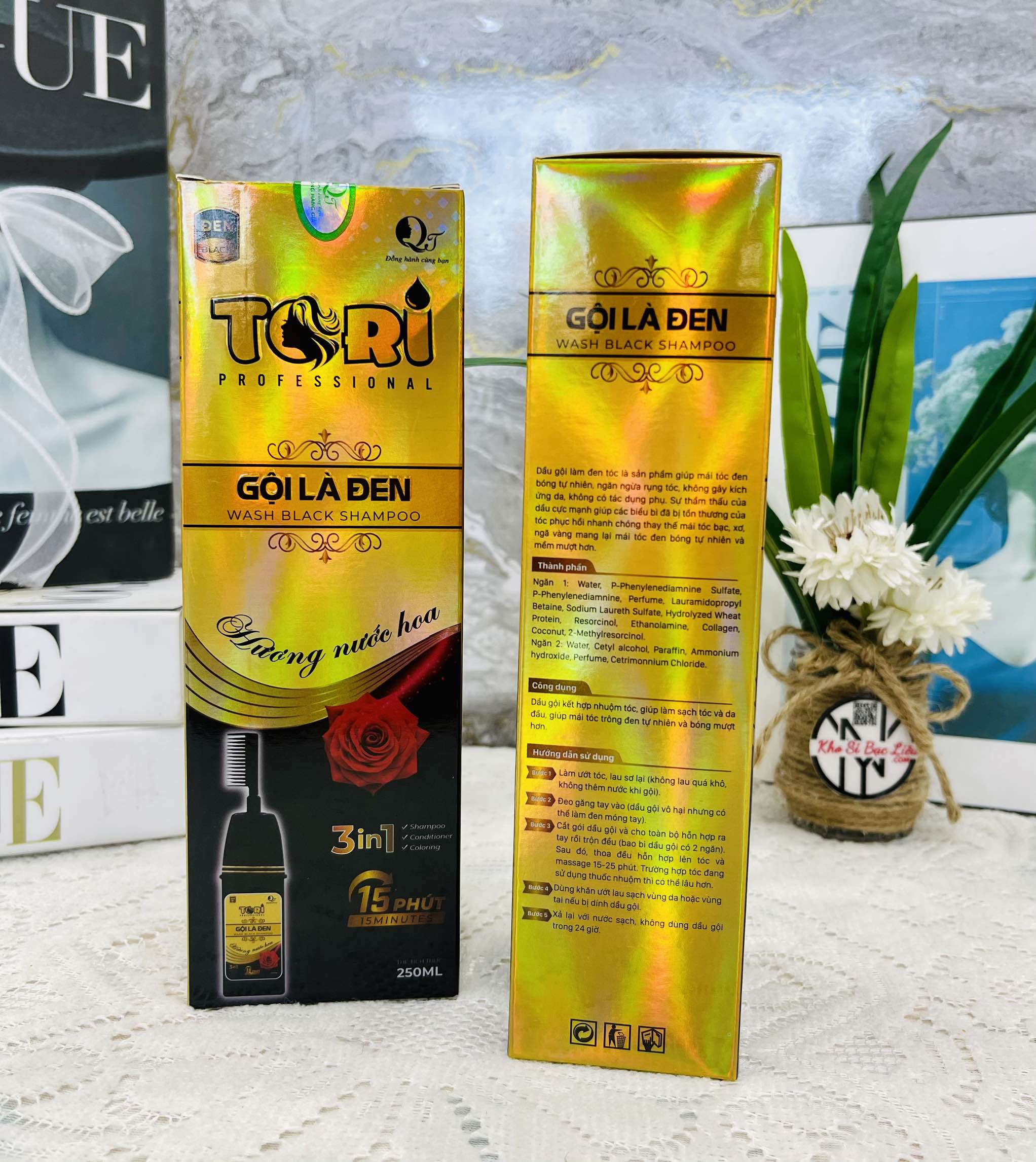 CHAI GỘI LÀ ĐEN TÓC HƯƠNG NƯỚC HOA CÓ LƯỢC CTY TORI 250ml