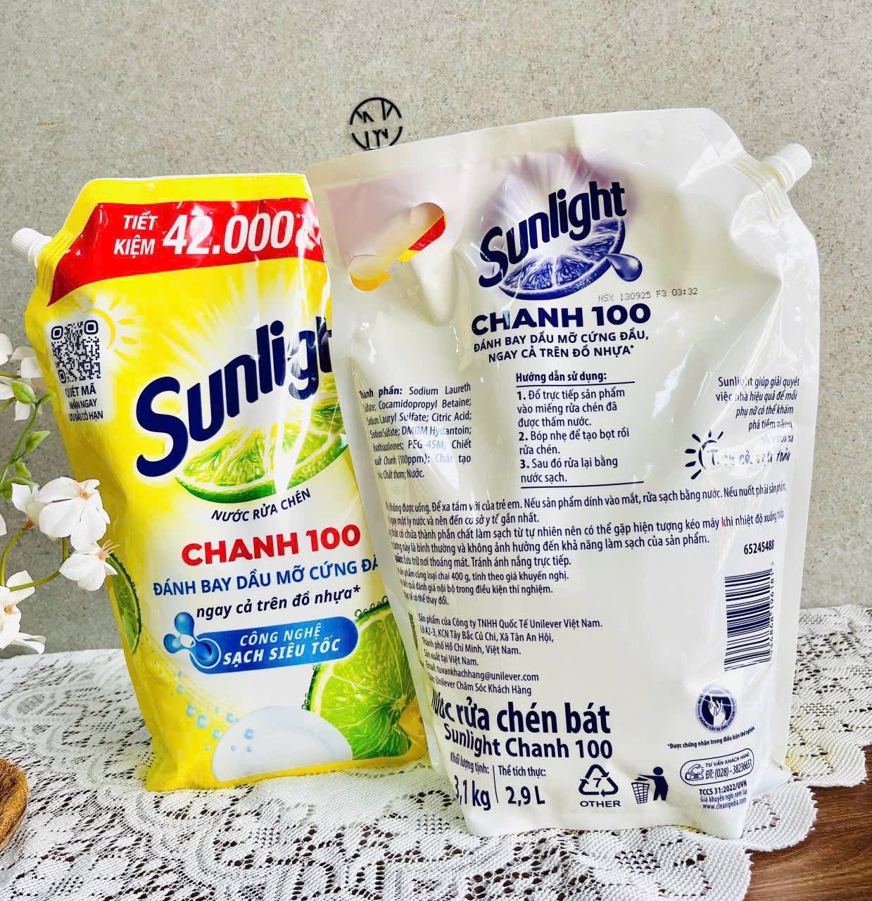 Túi Nước Rửa Chén SUNLIGHT 3,1Kg CHANH 100 Chính Hãng (Ko áp dụng giảm 10%) (4)