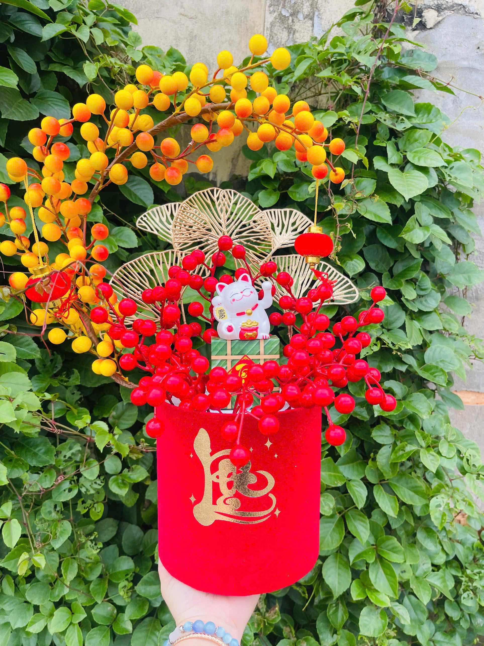 BÌNH CHẬU NHUNG NHỎ CẮM MIX SẴN ĐÀO ĐÔNG 150K