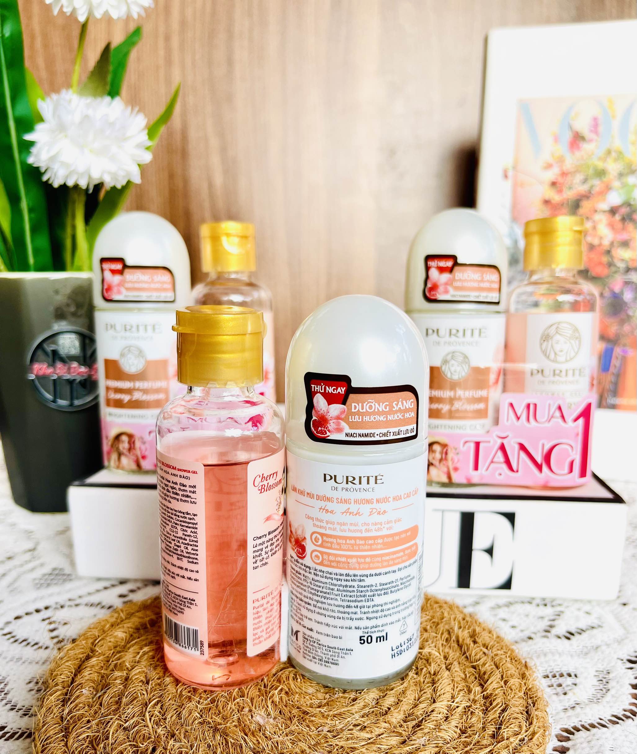 Lăn Khử Mùi PURITE Dưỡng Sáng Hương Hoa Hồng, Anh Đào, Mẫu Đơn 50ml TẶNG Chai 20ml (X-MEN)