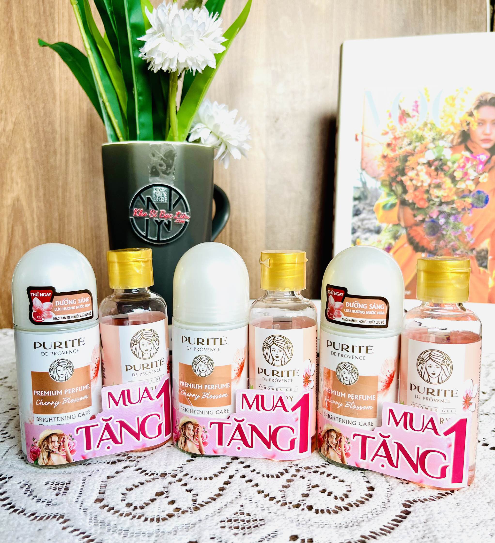Lăn Khử Mùi PURITE Dưỡng Sáng Hương Hoa Hồng, Anh Đào, Mẫu Đơn 50ml TẶNG Chai 20ml (X-MEN)
