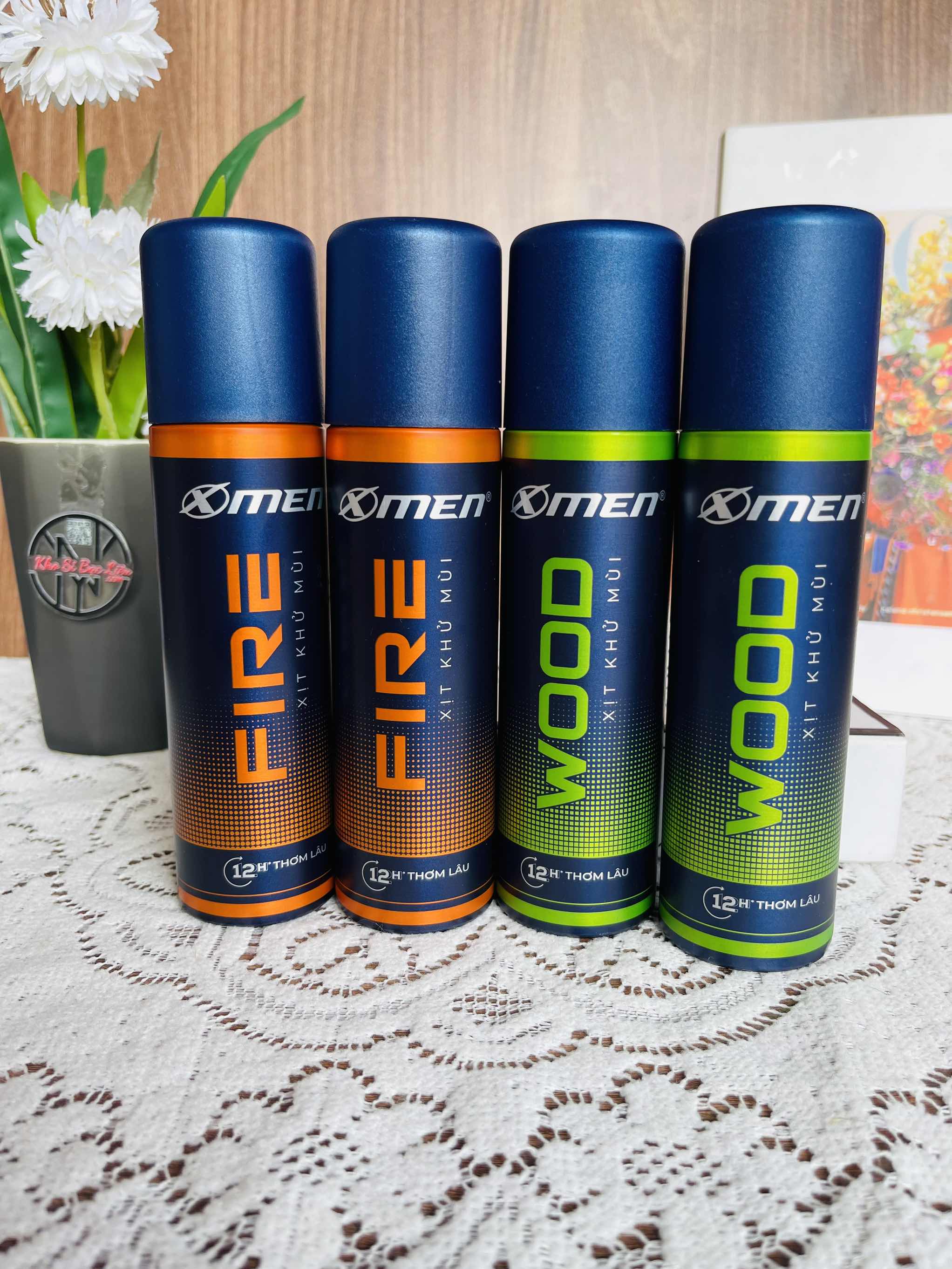 XỊT THƠM TOÀN THÂN, XỊT KHỬ MÙI X-MEN 12H (WOOD - FIRE) 140ml
