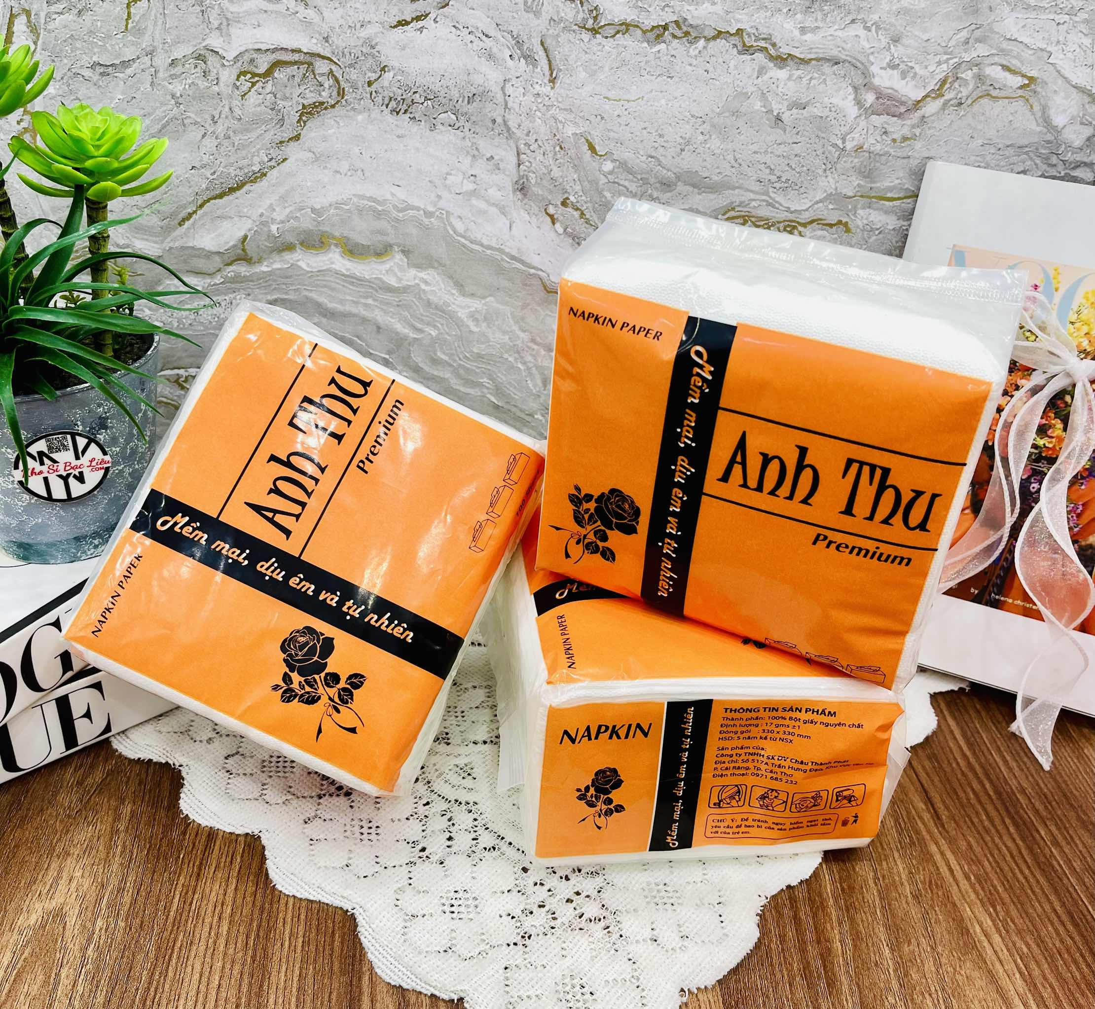 GIẤY VUÔNG, KHĂN GIẤY ANH THƯ BỊT CAM (1) (thùng 50gói)