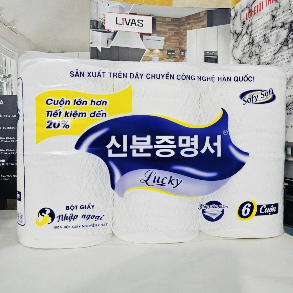 KM LỐC 6 Cuộn Giấy Không Lõi Hàn Quốc LUCKY Tặng 1 Bịch giấy topgia 7k (2)
