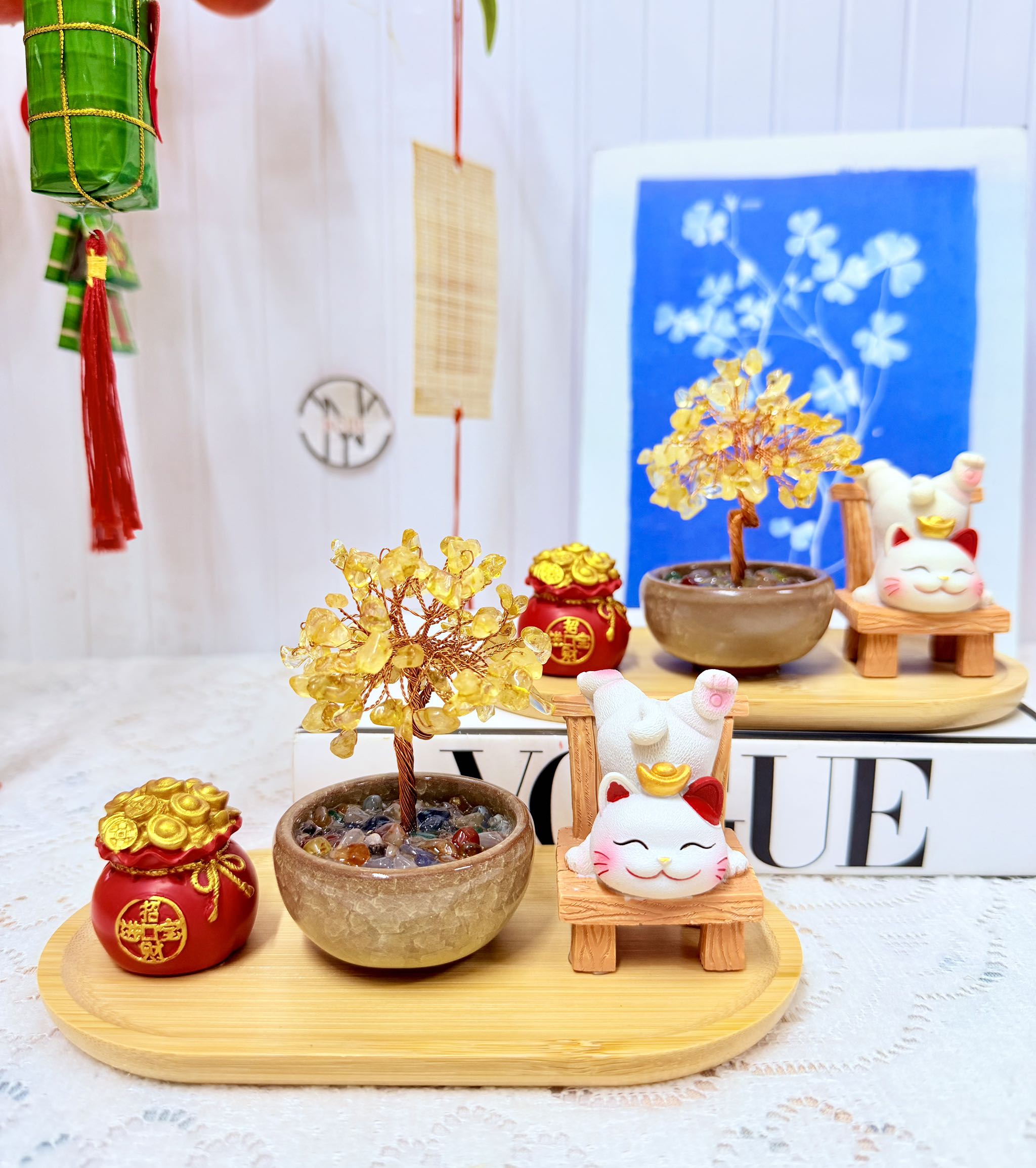 BỘ 4 MÓN CÂY TIỀN PHA LÊ , HỦ VÀNG VÀ MÈO KÈM ĐẾ , PHONG THUỶ MAY MẮN TÀI LỘC (10)