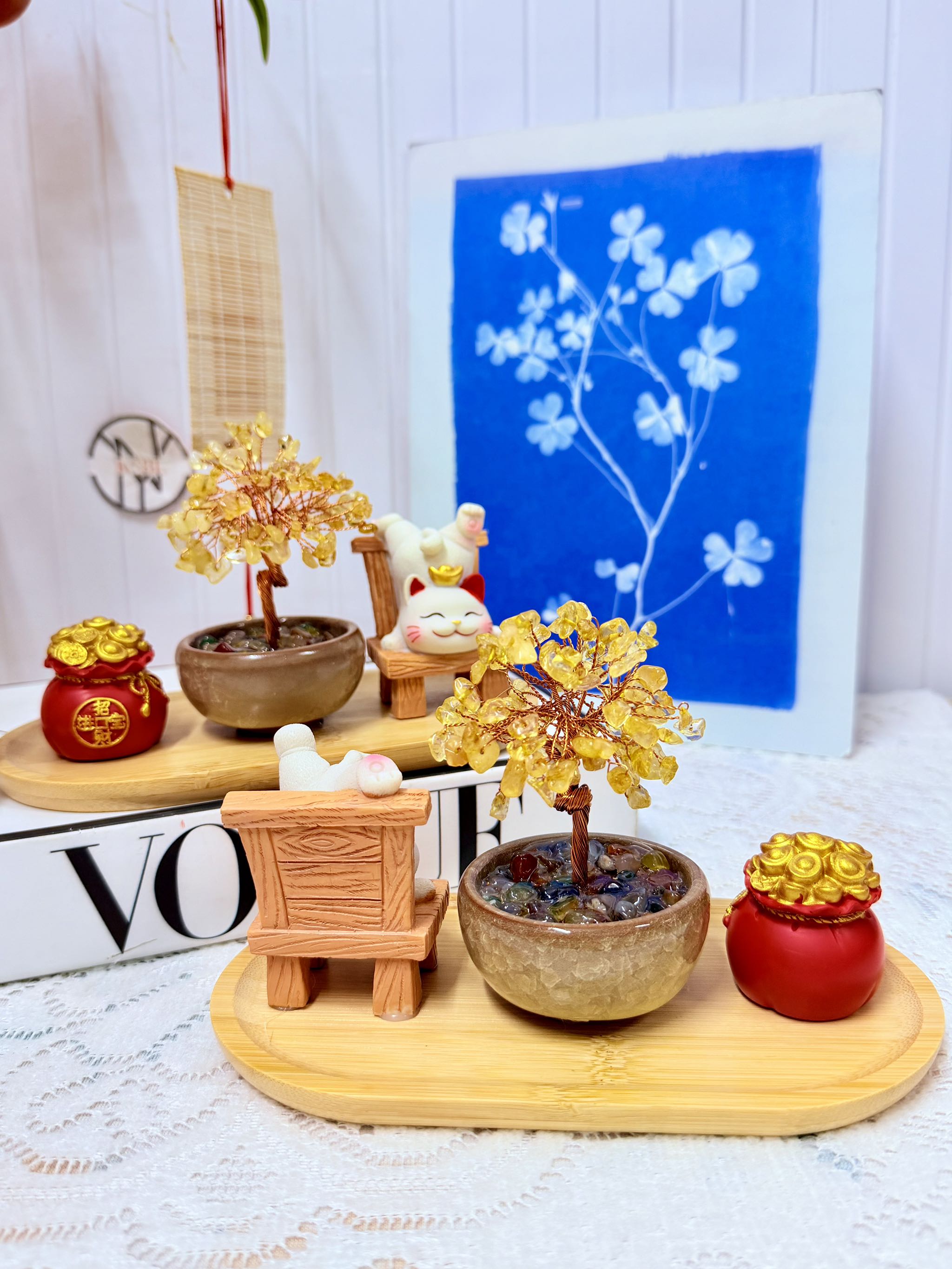 BỘ 4 MÓN CÂY TIỀN PHA LÊ , HỦ VÀNG VÀ MÈO KÈM ĐẾ , PHONG THUỶ MAY MẮN TÀI LỘC (10)