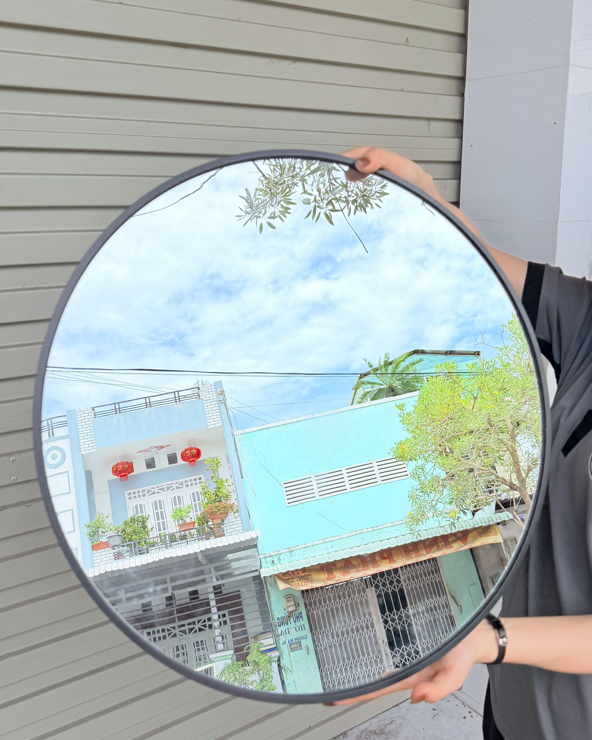 Gương tròn dán tường 50cm. Gương thuỷ tinh hình ảnh sắc nét sáng (10)