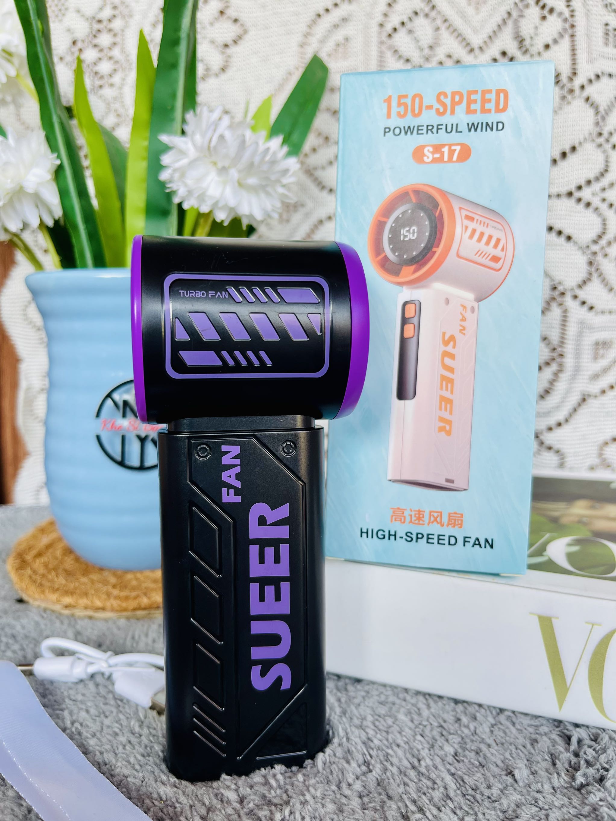 QUẠT CẦM TAY MINI S17 CÓ LED HIỂN THỊ % pin (10)