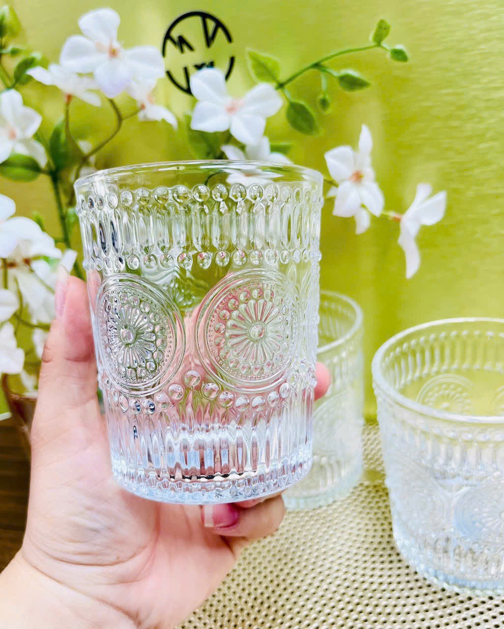 Cốc Thuỷ Tinh Lùn 300ml Hoa Văn Sang Trọng (2)