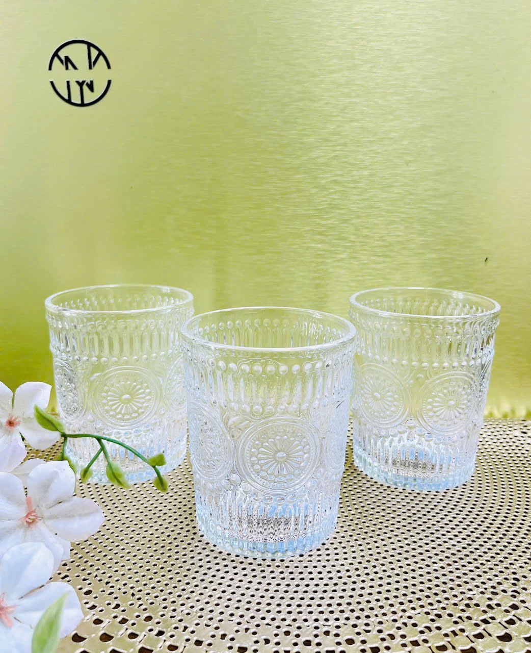 Cốc Thuỷ Tinh Lùn 300ml Hoa Văn Sang Trọng (2)