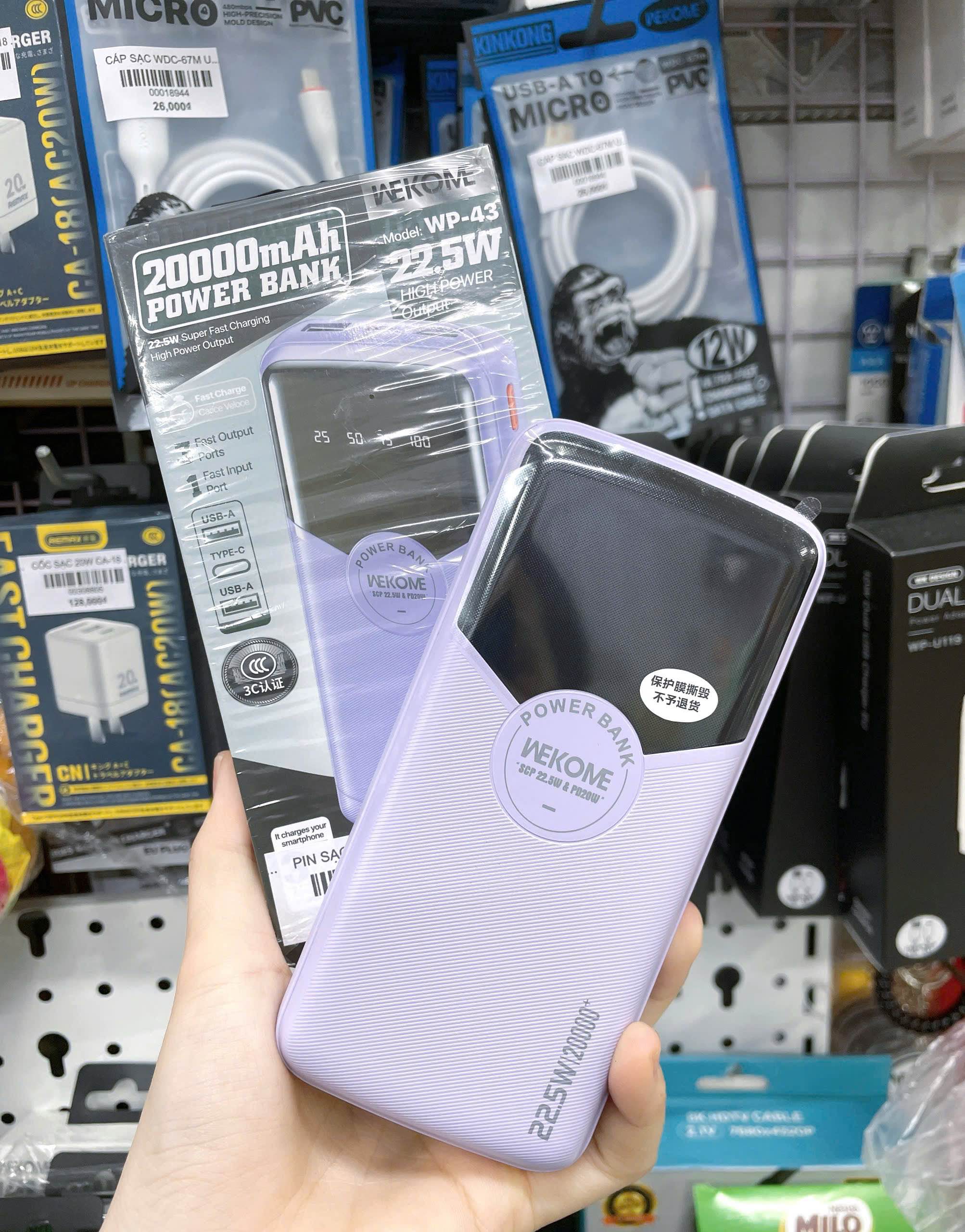 PIN SẠC DỰ PHÒNG WP-43 CHÍNH HÃNG WEKOME 20.000mah MAX 22.5W (30)