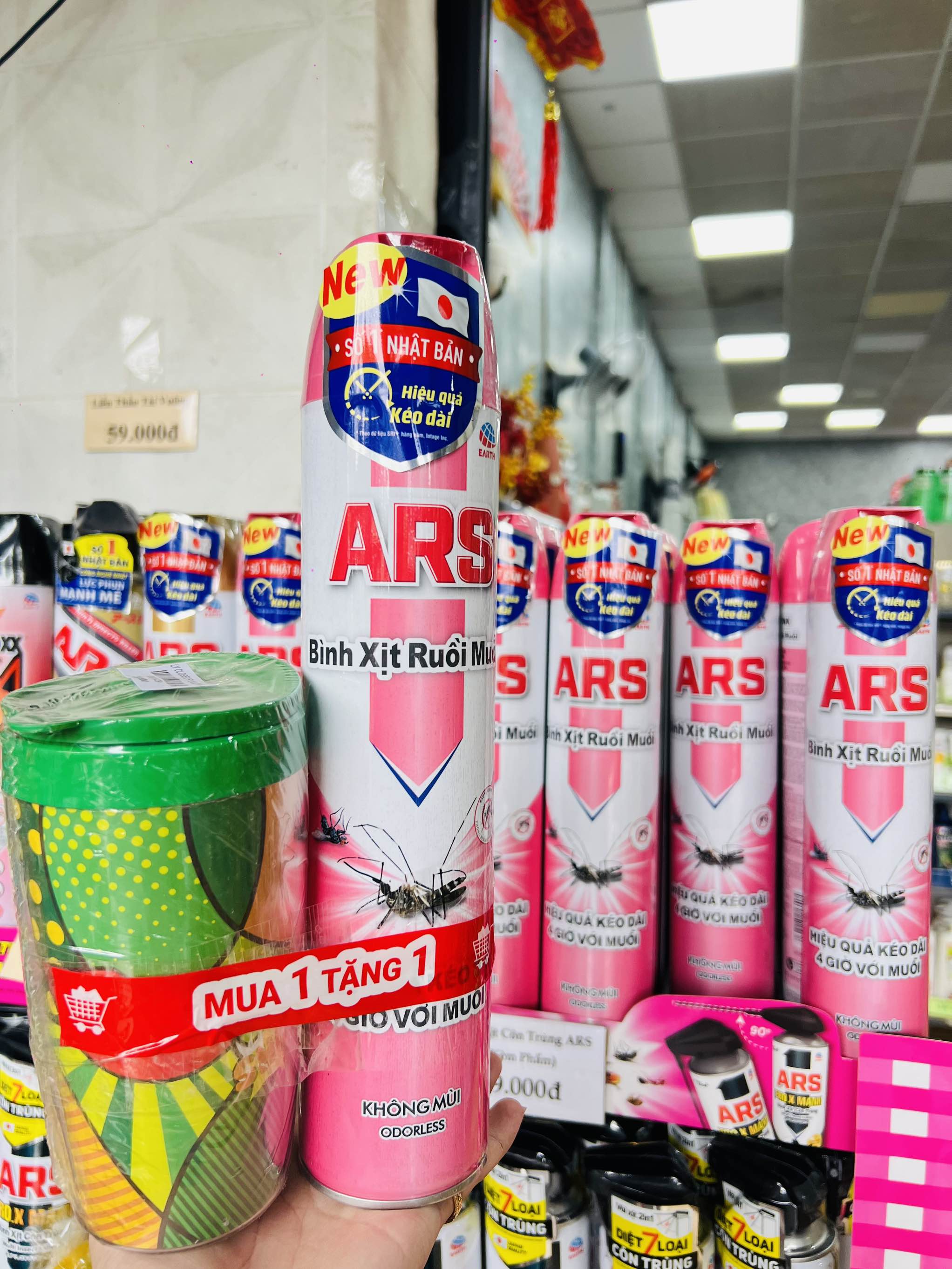 (VC M2T1)BÌNH XỊT RUỒI MUỖI ARS HỒNG CHÍNH HÃNG KHÔNG MÙI 600ML