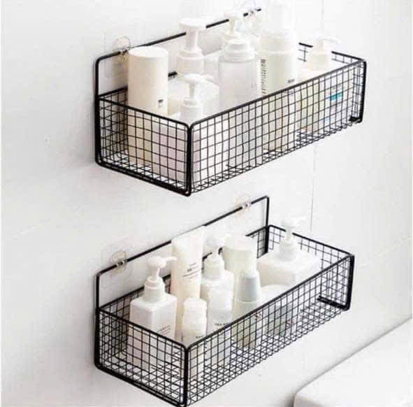 Kệ Sắt Để Đồ Nhà Tắm Hình Chữ Nhật Dán Tường Sơn Đen Loại 1 (2)