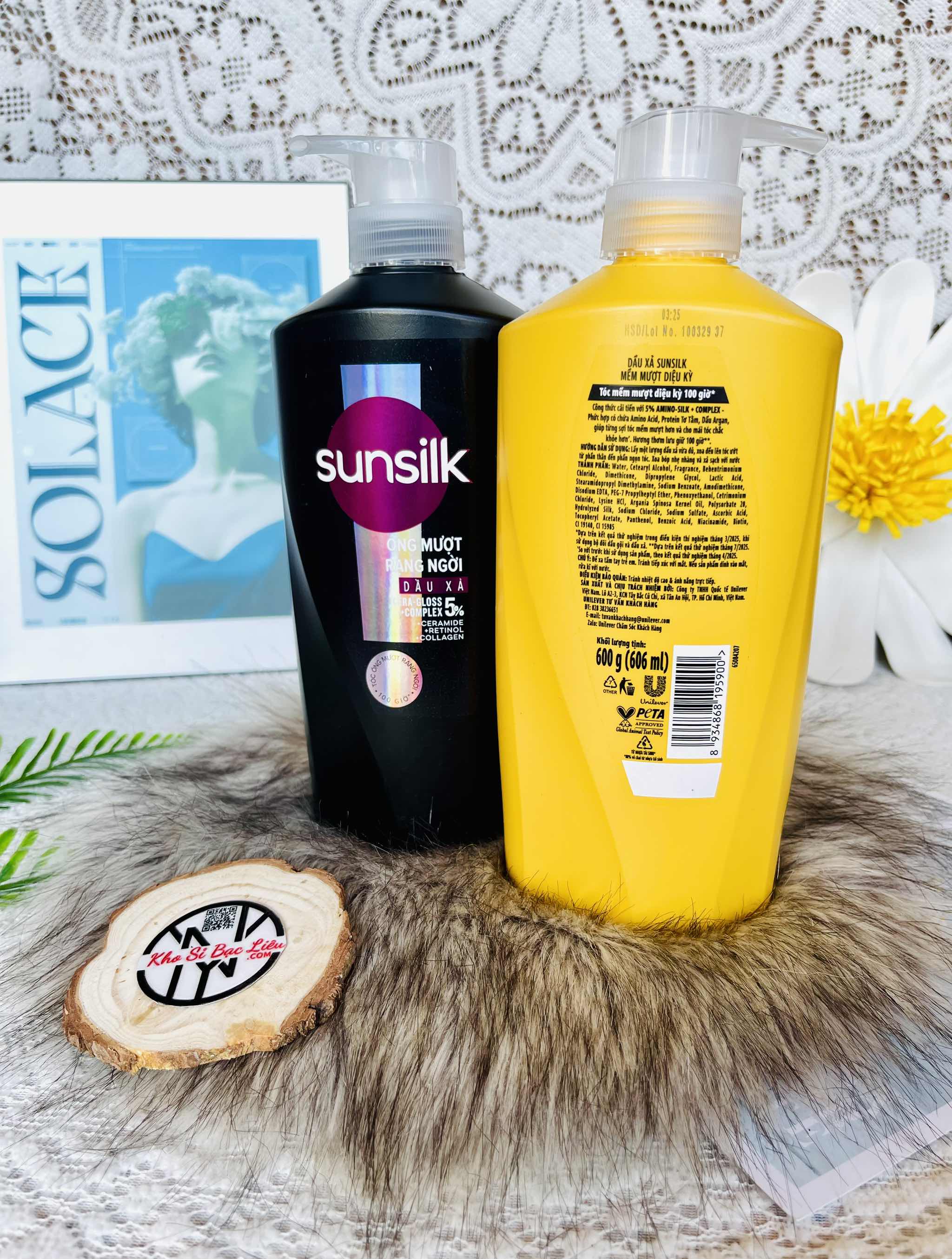 CHAI DẦU XẢ SUNSILK 600g DIỆU KÌ-ÓNG MƯỢT RẠNG NGỜI CHÍNH HÃNG (Ko áp dụng cho giảm 10%)