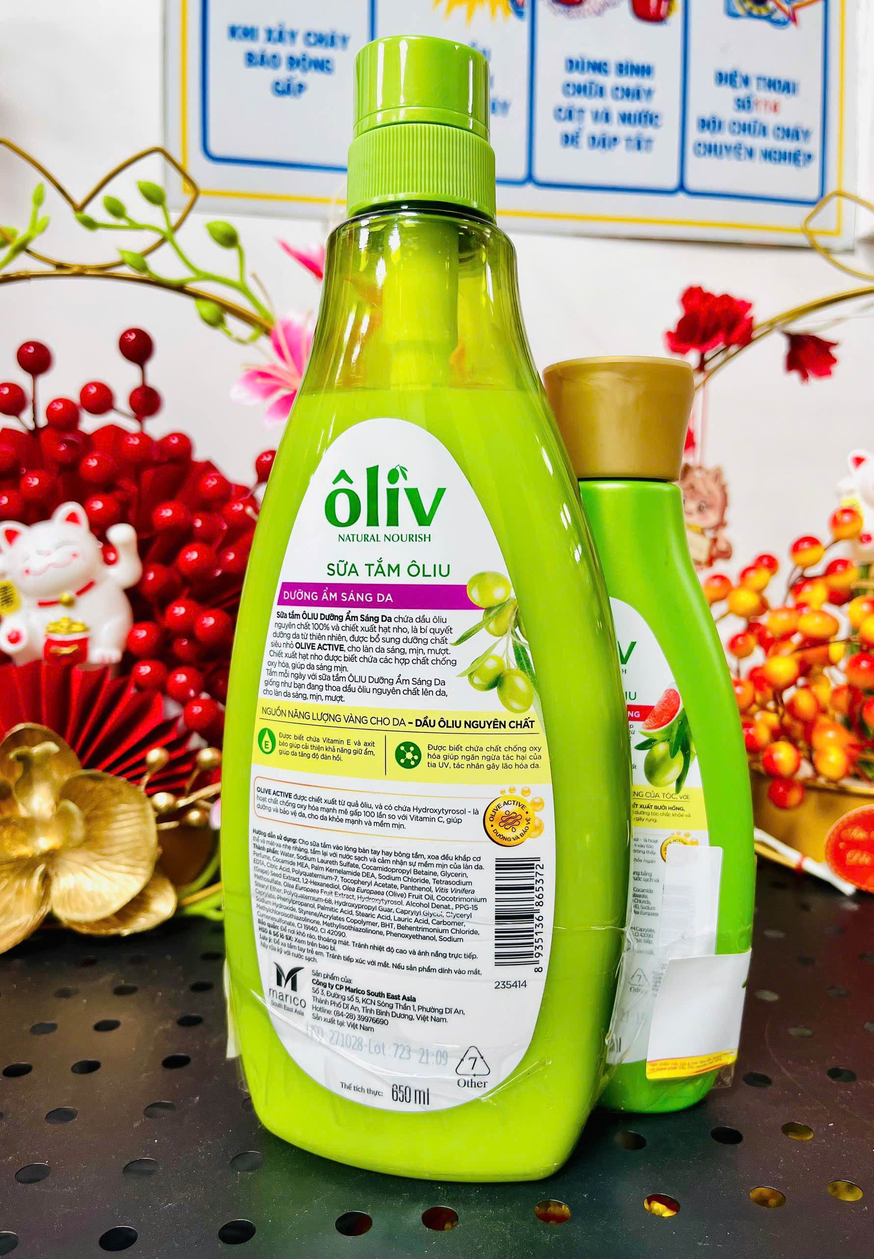 SỮA TẮM OLIU DƯỠNG ẨM SÁNG DA 650ML TẶNG DẦU GỘI OLIU 250ML